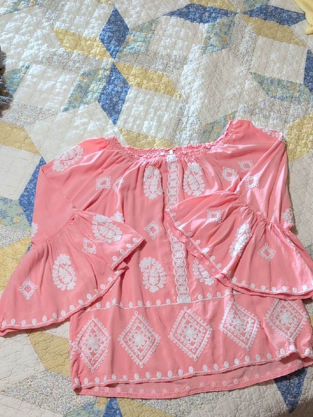 Pink Embroidered Off-Shoulder Women’s Top